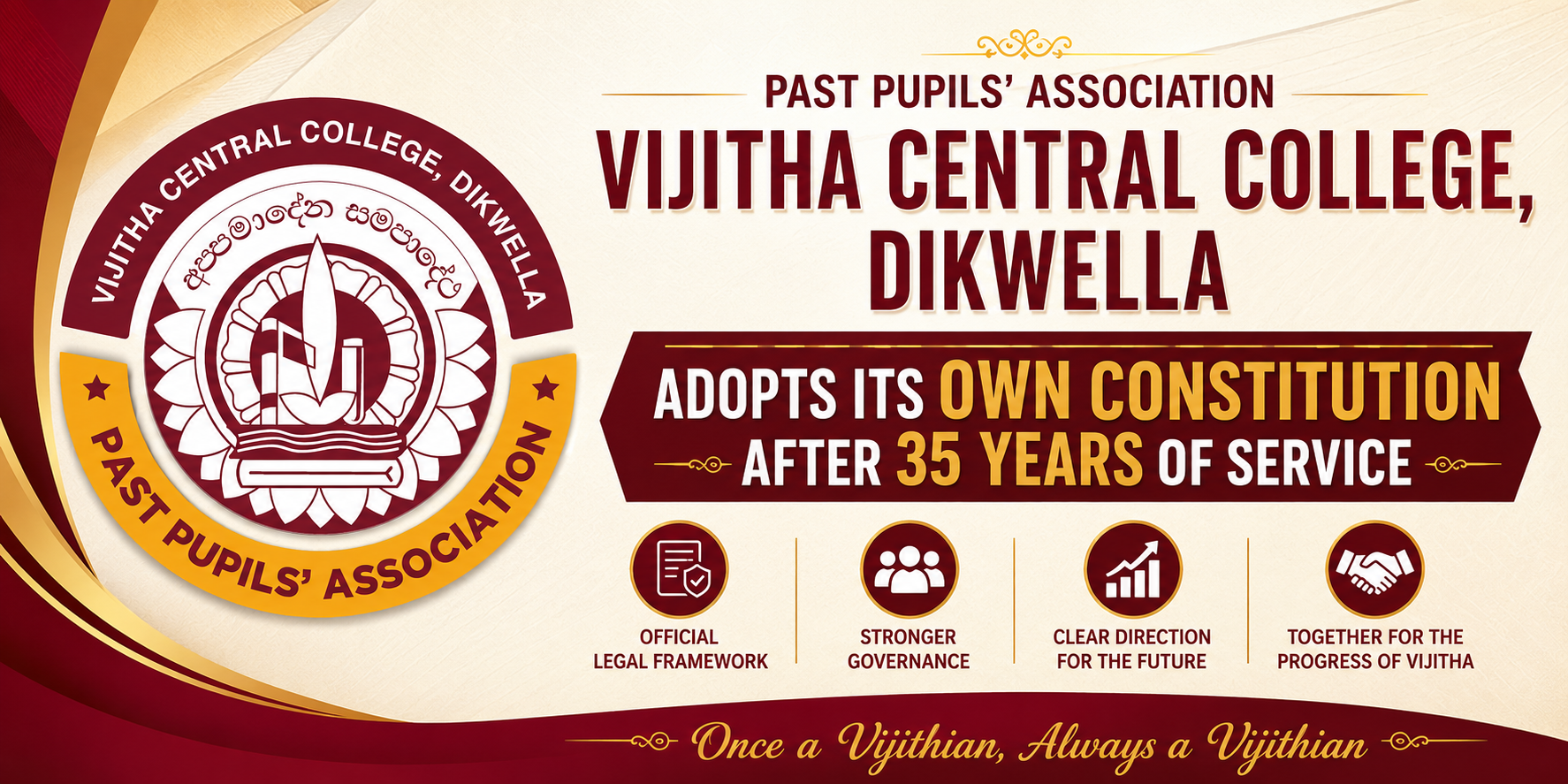 Historic Milestone for Past Pupils’ Association Vijitha  Central College as Constitution Approved